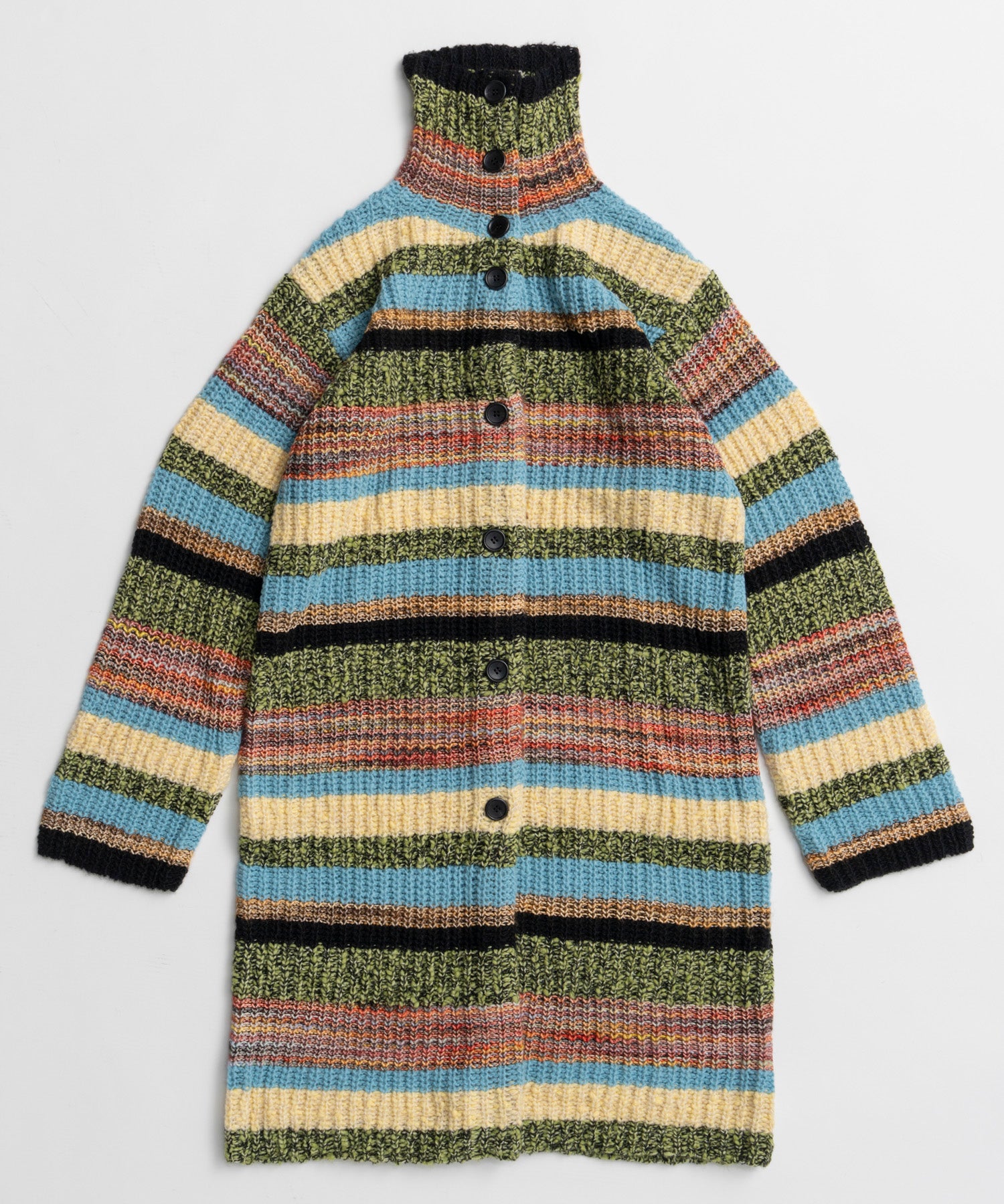 【26WINTER COLLECTION】Multi Border High Neck Knit Cardigan Dress