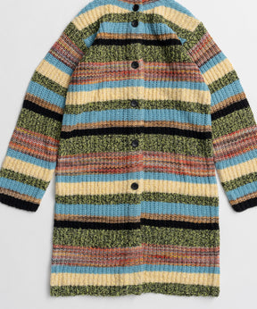 【26WINTER COLLECTION】Multi Border High Neck Knit Cardigan Dress