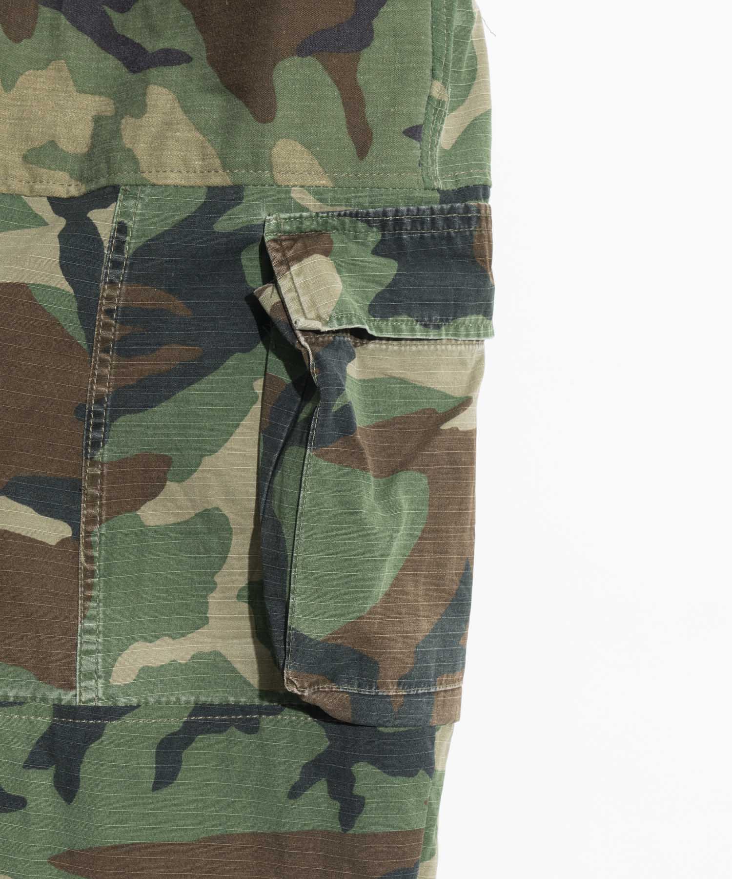 Patchwork Vintage Clothes Camouflage Wide Tapered Cargo Pants