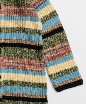 【26WINTER COLLECTION】Multi Border High Neck Knit Cardigan Dress