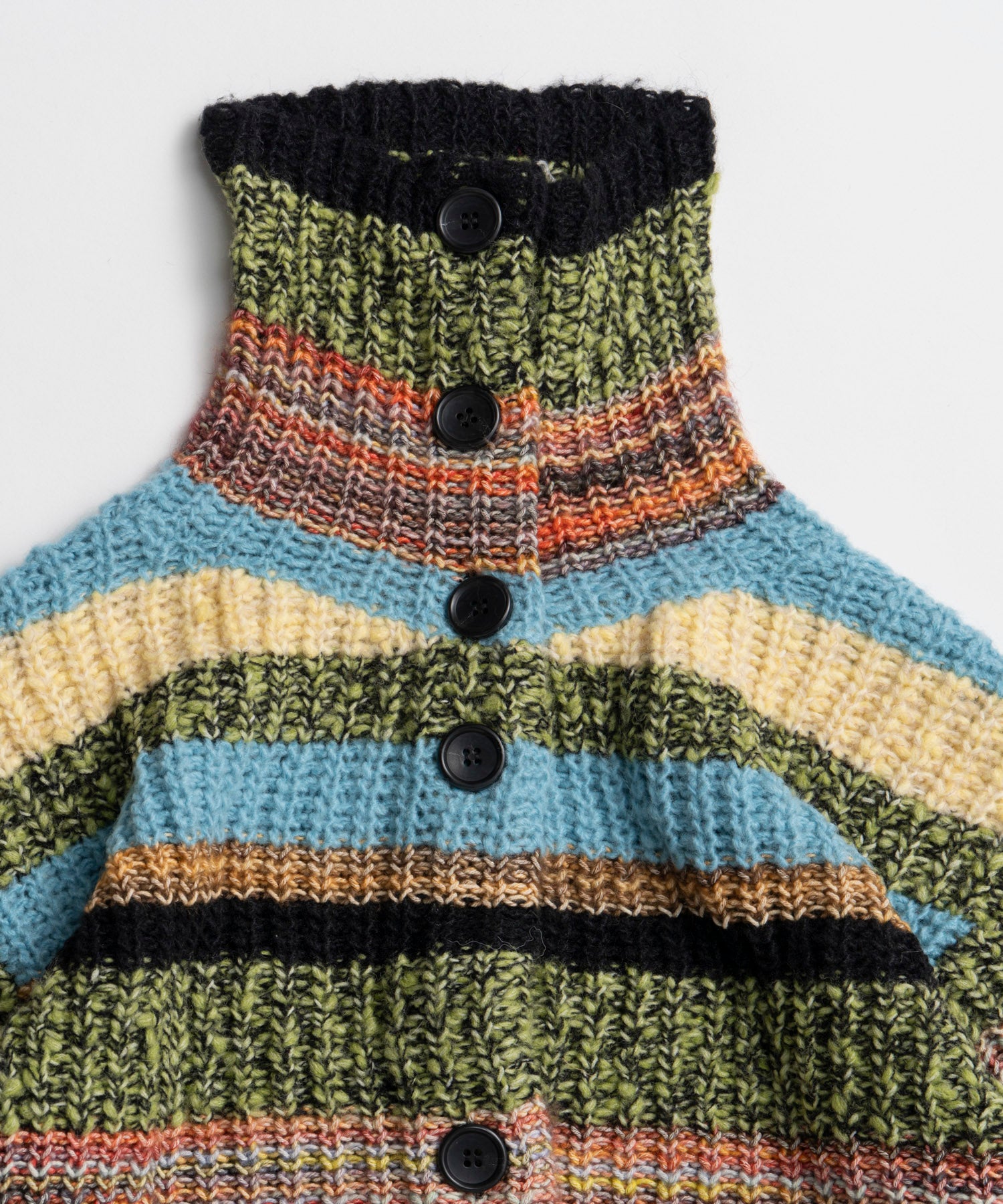 【26WINTER COLLECTION】Multi Border High Neck Knit Cardigan Dress