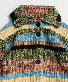 【26WINTER COLLECTION】Multi Border High Neck Knit Cardigan Dress