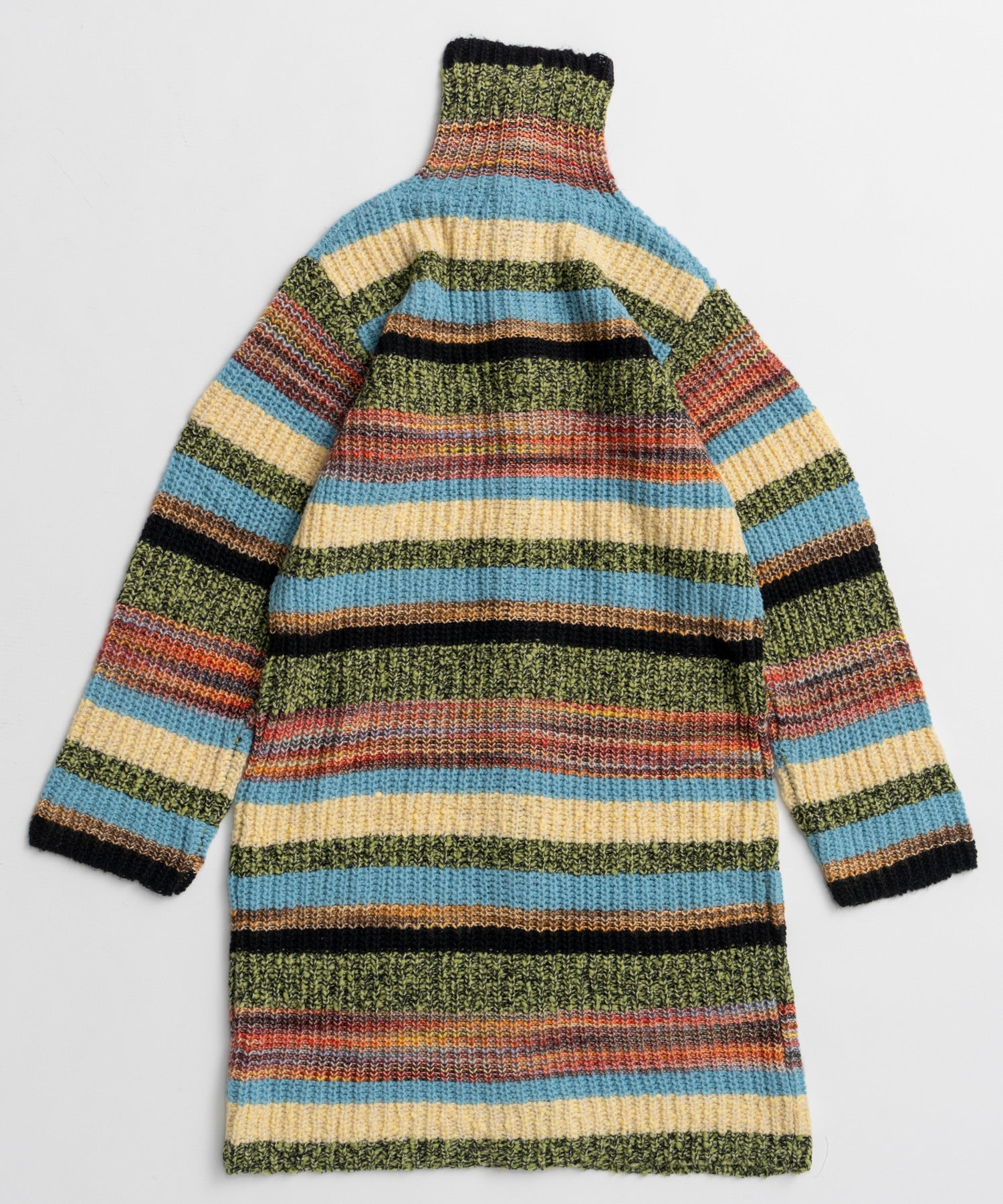 【26WINTER COLLECTION】Multi Border High Neck Knit Cardigan Dress