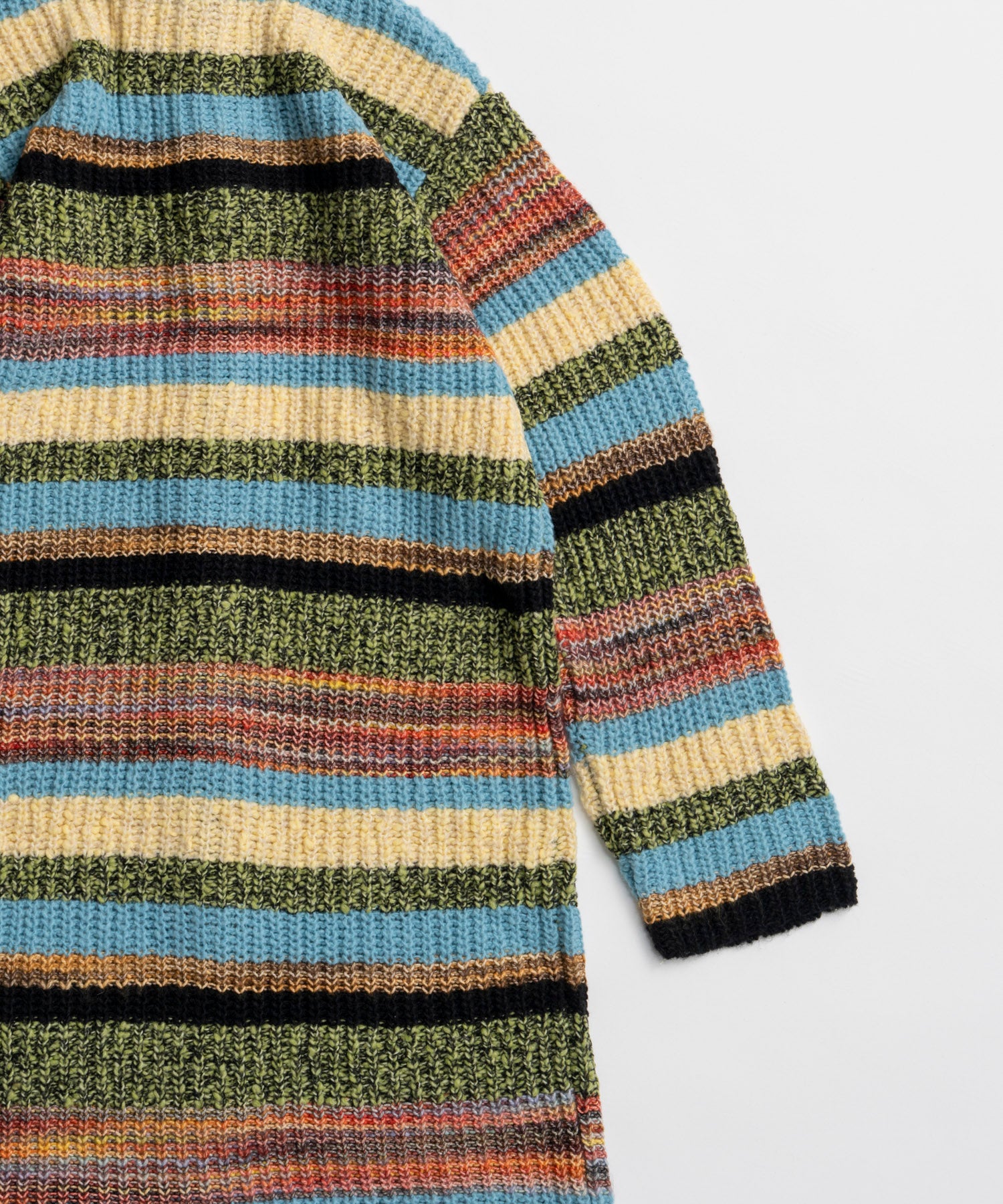【26WINTER COLLECTION】Multi Border High Neck Knit Cardigan Dress