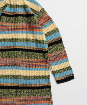 【26WINTER COLLECTION】Multi Border High Neck Knit Cardigan Dress