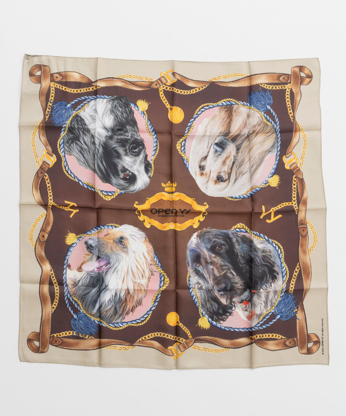 【OPEN YY】Woven PET CLUB PRINT SILK SCARF
