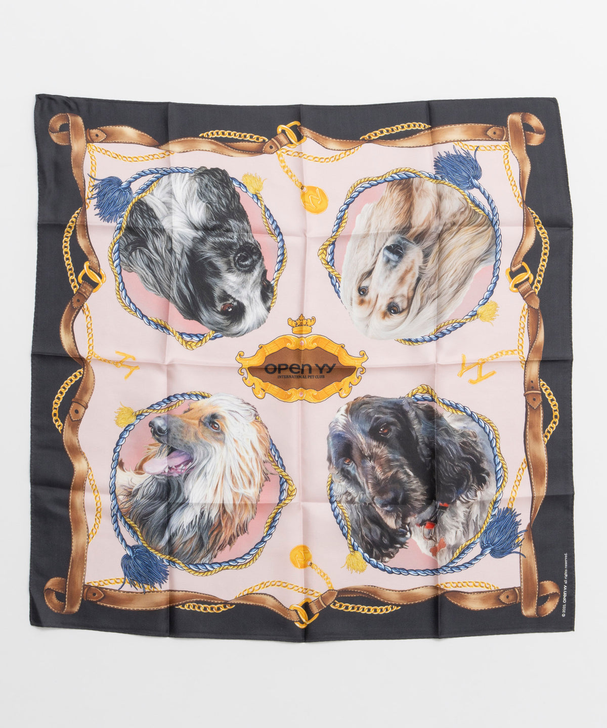 【OPEN YY】Woven PET CLUB PRINT SILK SCARF