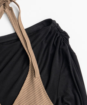 【26AUTUMN PRE-ORDER】Border Halter Layered Off-Shoulder Top