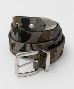 [오픈 YY] 가죽 카모 스터드 서부 벨트