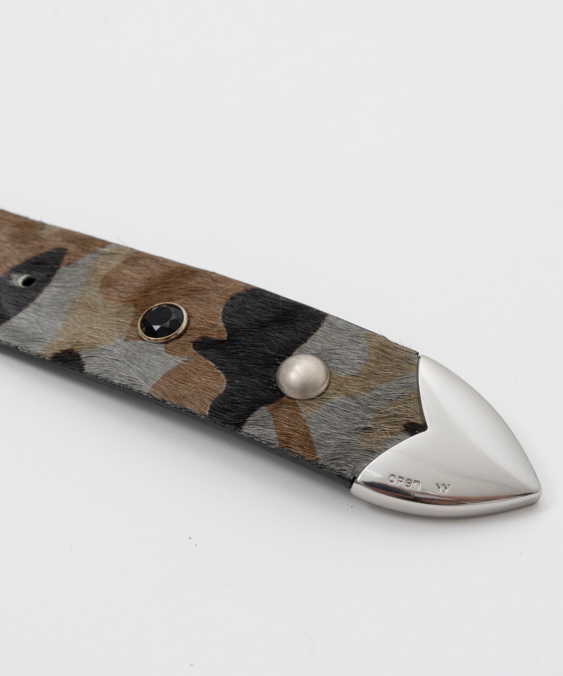 [오픈 YY] 가죽 카모 스터드 서부 벨트