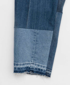 Patchwork Vintage Denim One-Tuck Tapered Pants