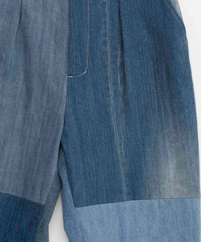 Patchwork Vintage denim One-Tuck Tapered Pants