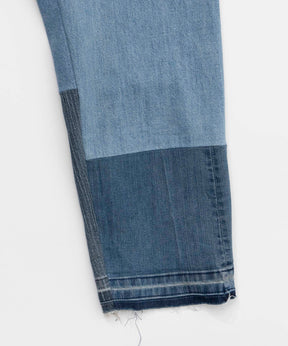 Patchwork Vintage Denim One-Tuck Tapered Pants