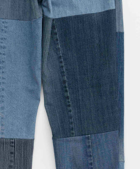 Patchwork Vintage Denim One-Tuck Tapered Pants