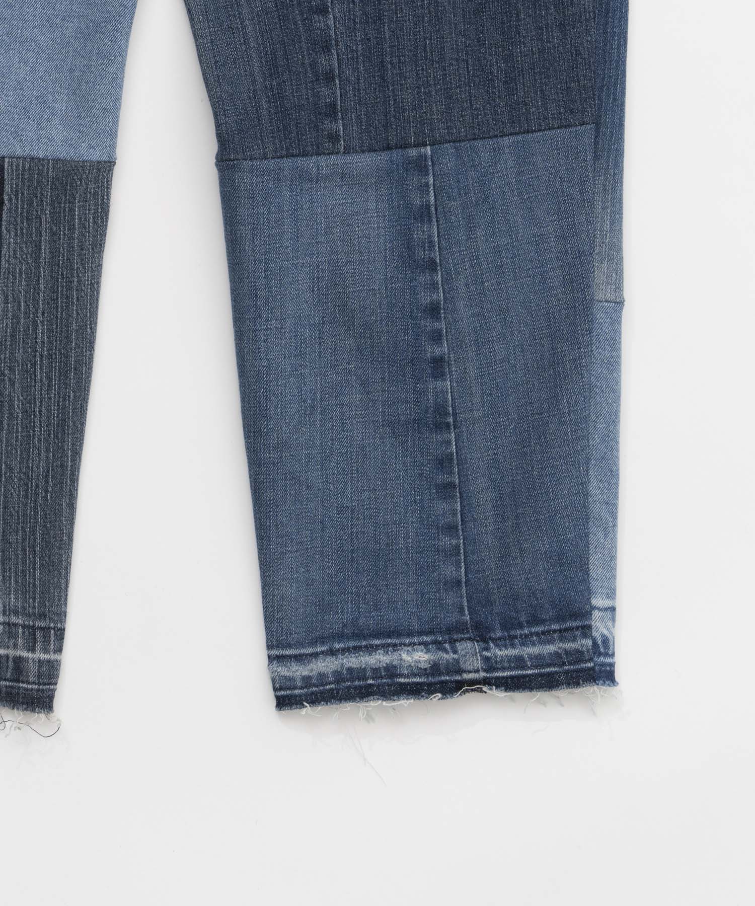 Patchwork Vintage denim One-Tuck Tapered Pants