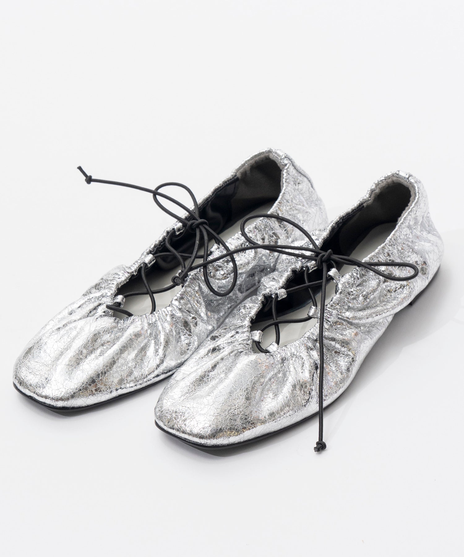 【26SPRING PRE-ORDER】Lace-Up Gathered Flat Shoes