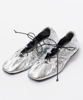 【26SPRING PRE-ORDER】Lace-Up Gathered Flat Shoes