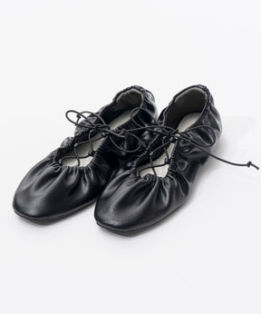 【26SPRING PRE-ORDER】Lace-Up Gathered Flat Shoes