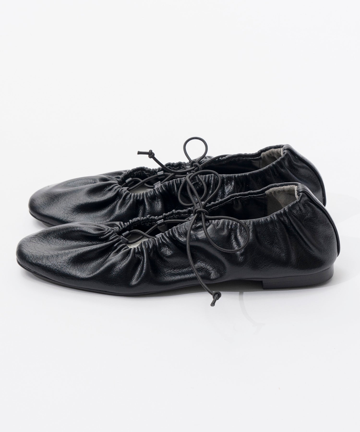 【26SPRING PRE-ORDER】Lace-Up Gathered Flat Shoes