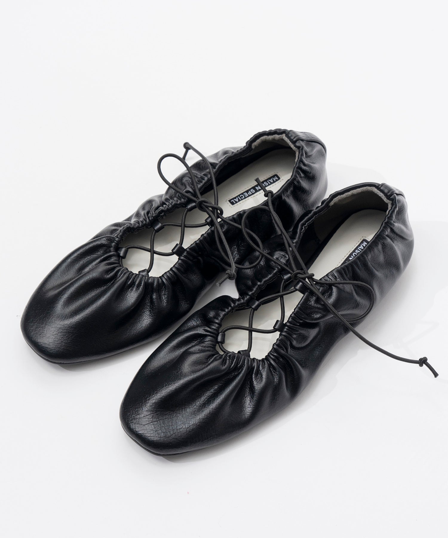 【26SPRING PRE-ORDER】Lace-Up Gathered Flat Shoes
