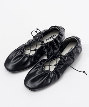 【26SPRING PRE-ORDER】Lace-Up Gathered Flat Shoes