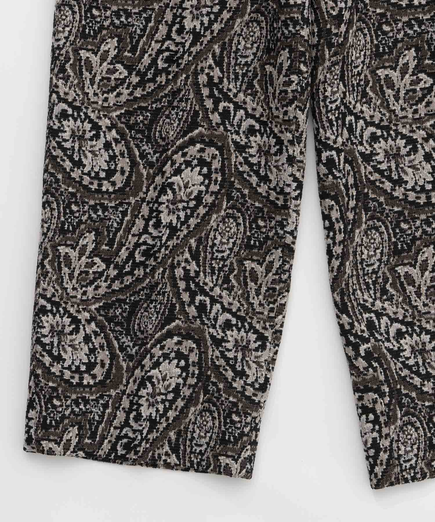 Paisley Jacquard One-Tuck Wide Pants