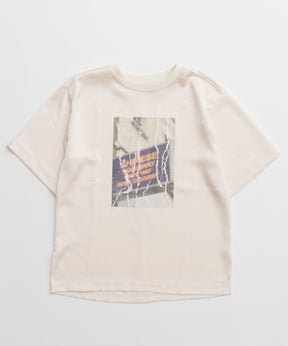 Dot Photo Print Satin T-Shirt