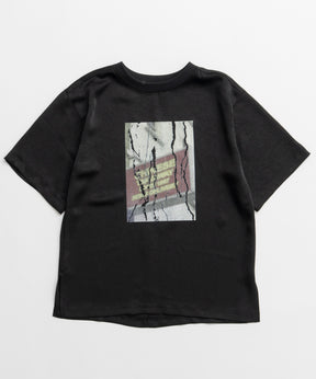 Dot Photo Print Satin T-Shirt