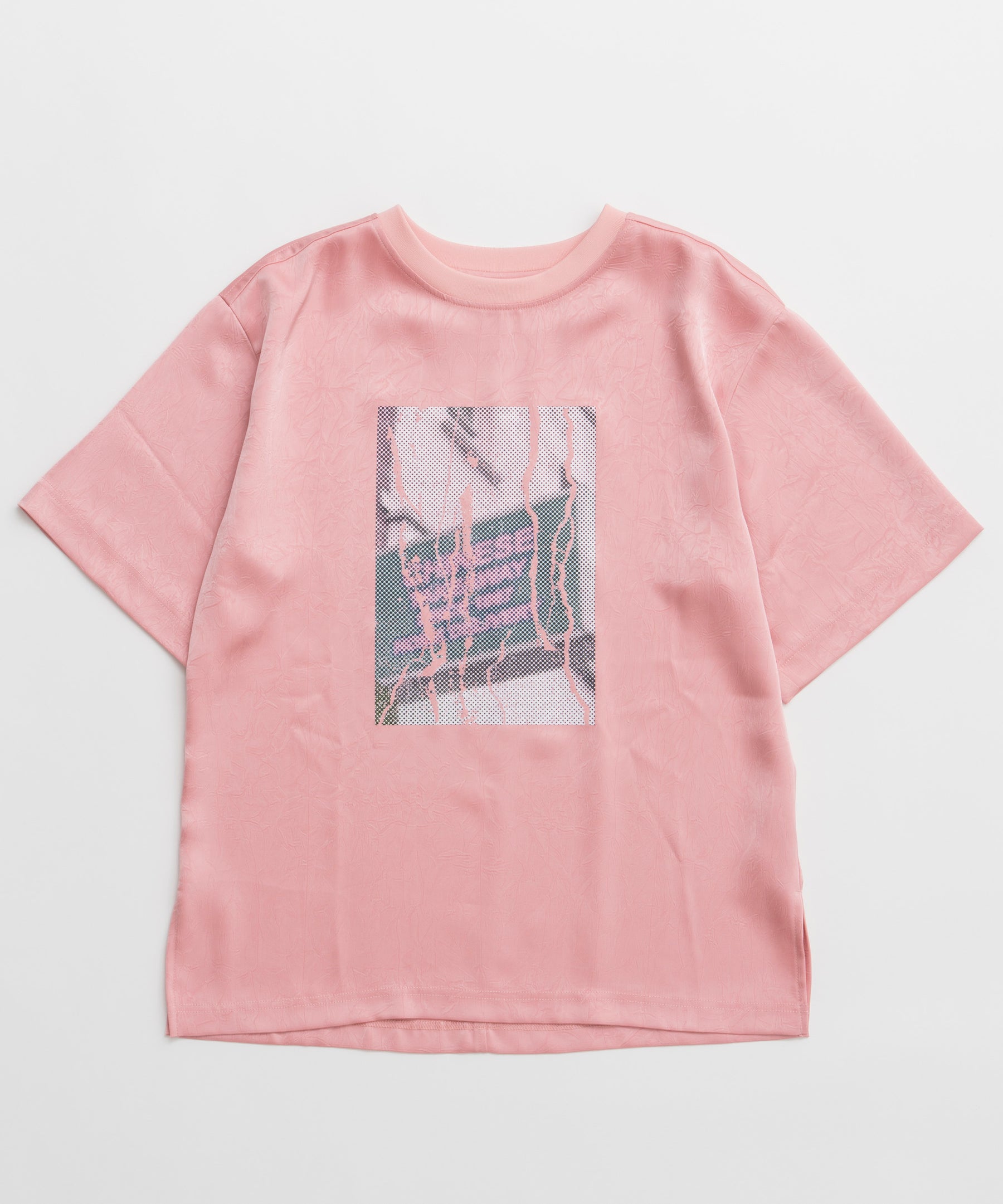 MAISON SPECIAL Art print T-shirt② Dot Photo Print Satin T-Shirt