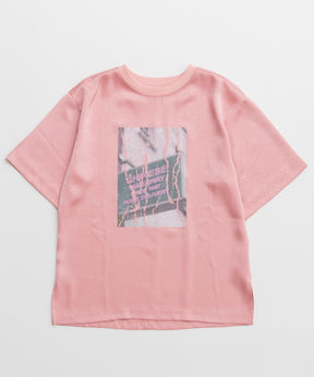 Dot Photo Print Satin T-Shirt