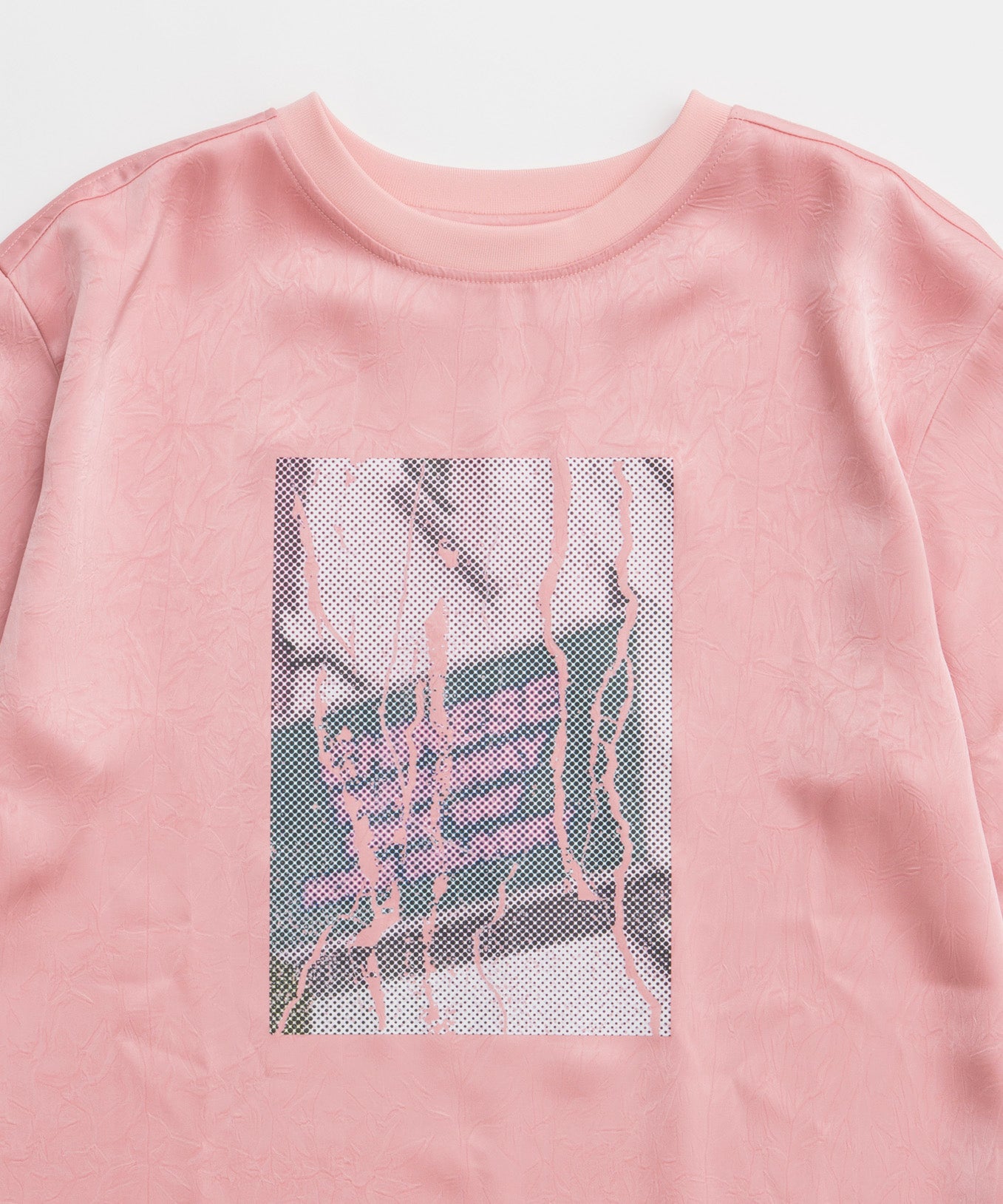 Dot Photo Print Satin T-Shirt