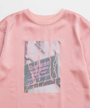 Dot Photo Print Satin T-Shirt