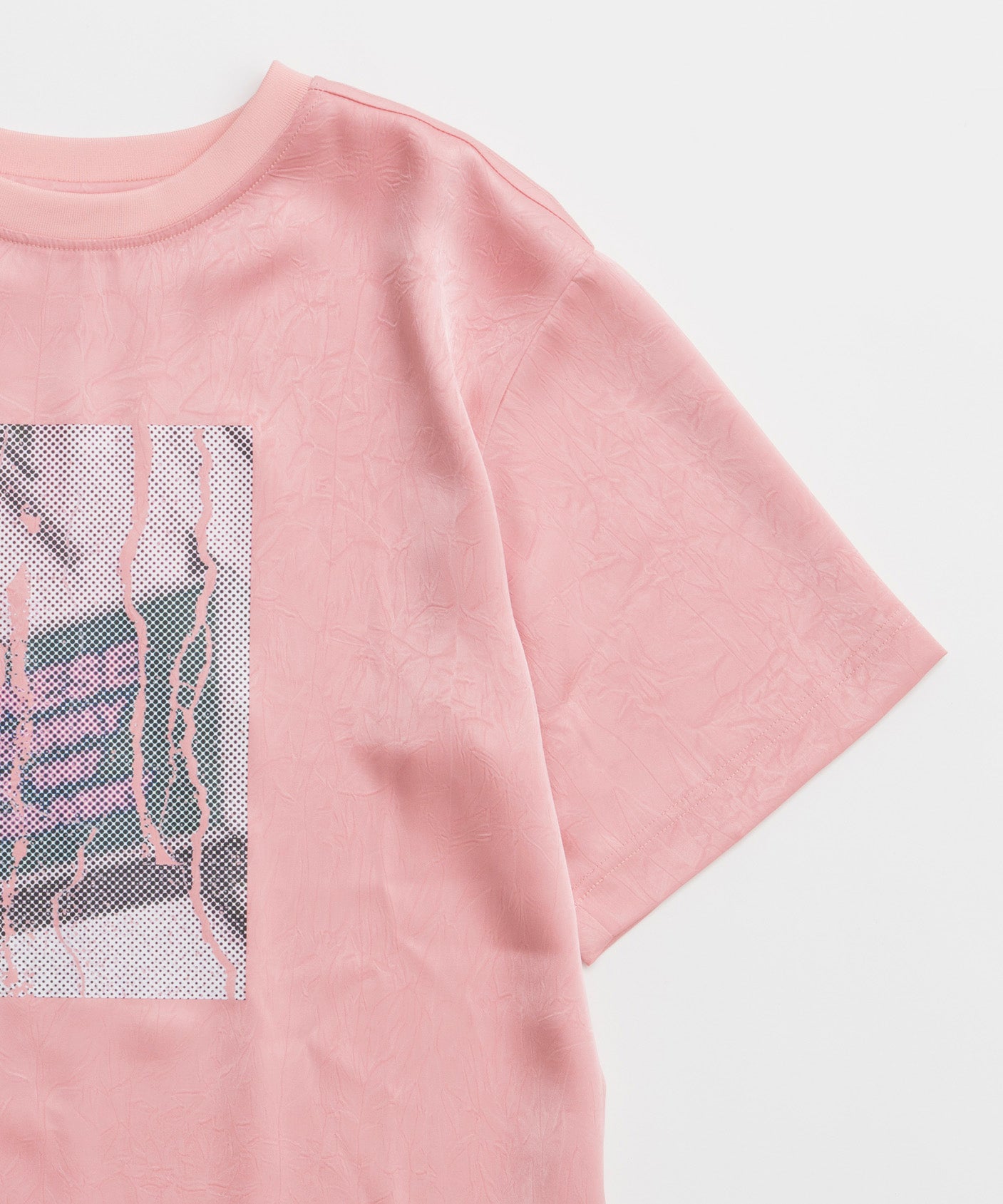 Dot Photo Print Satin T-Shirt