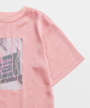 Dot Photo Print Satin T-Shirt