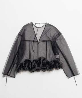 【SALE】2way Flower Hem Tulle Top