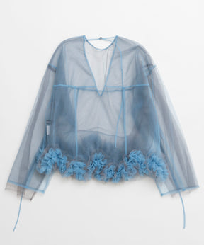 【SALE】2way Flower Hem Tulle Top
