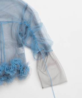 【SALE】2way Flower Hem Tulle Top