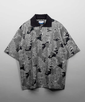 Leaf Back Cut Jacquard Prime-Over Short Sleeve Polo Shirt