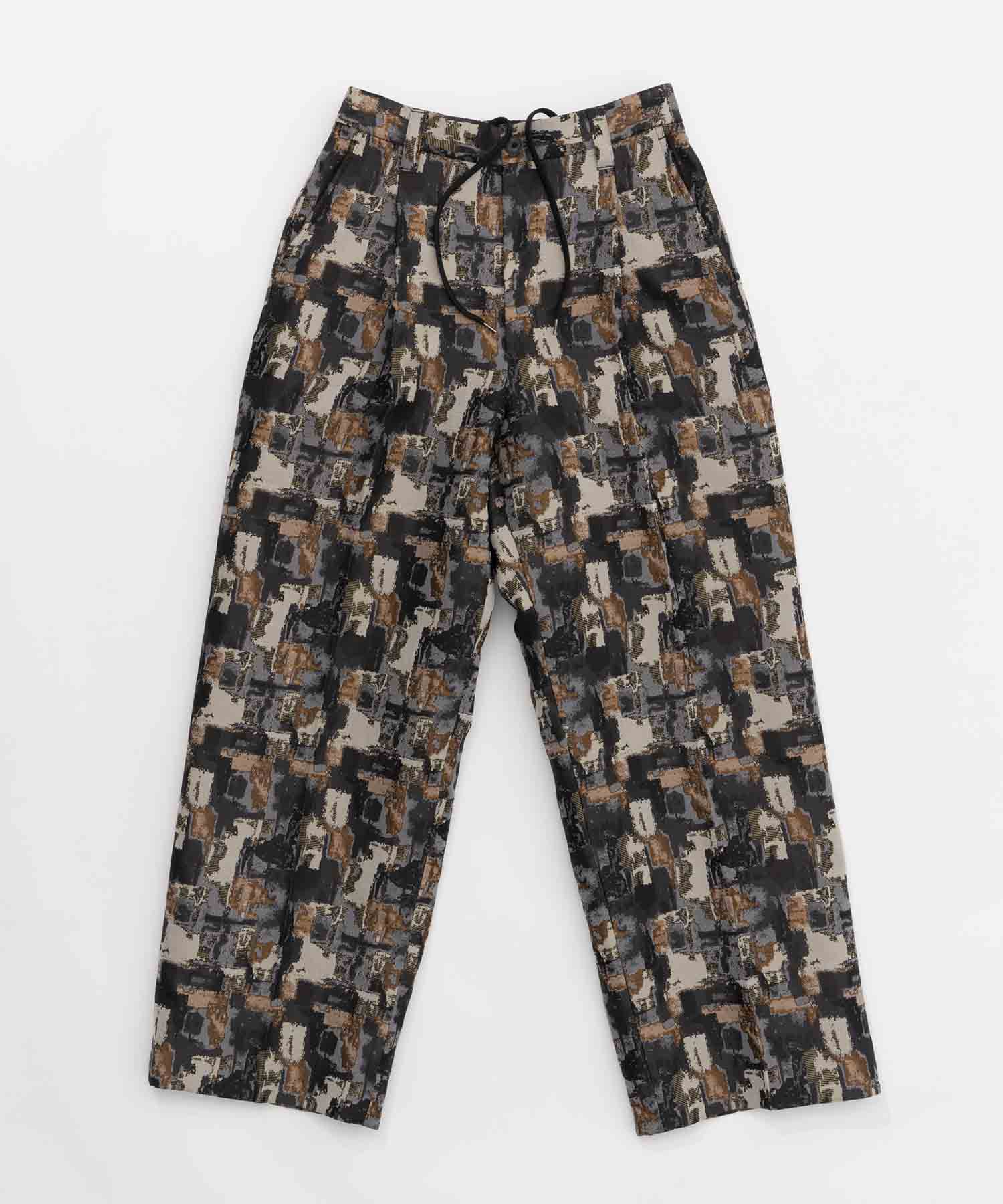 Abstract Jacquard One-Tuck Wide Pants