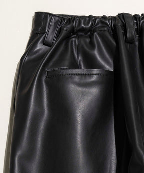 [Sale] Recycle Leather Pin Tuck Wide Pants