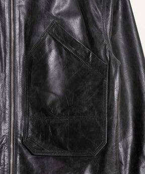 Buffalo Crack Leather Prime-Over Single Rider Collared Jacket