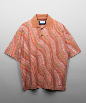 Wave Back Cut Jacquard Prime-Over Short Sleeve Polo Shirt