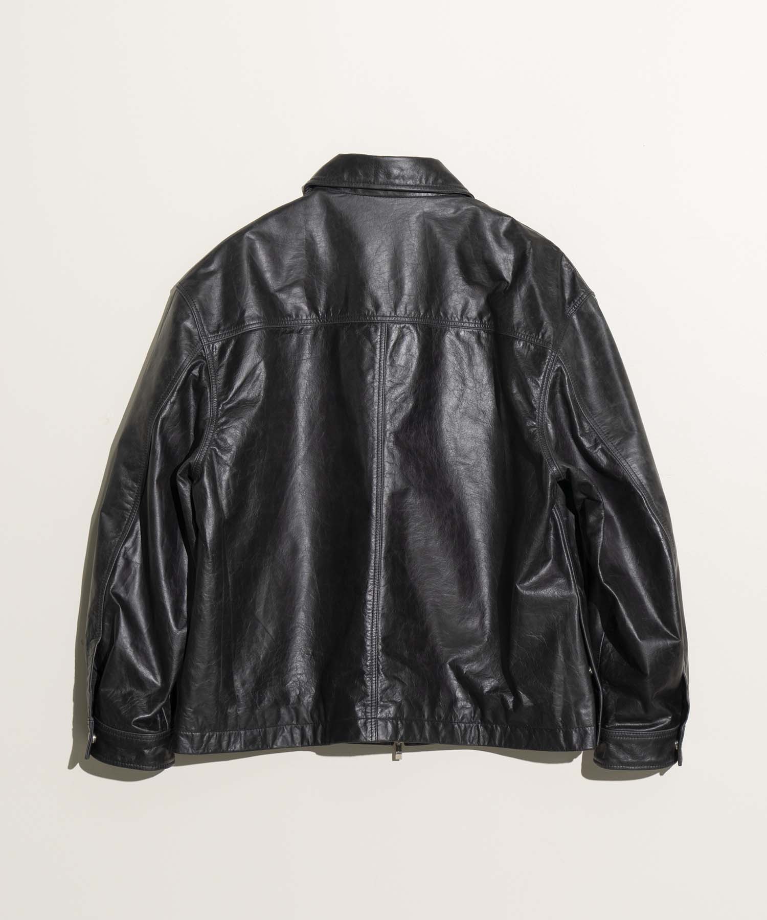 Buffalo Crack Leather Prime-Over Single Rider Collaled Jacket