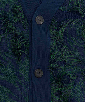 Grunge Leaf Jacquard Prime-Over Knit Cardigan