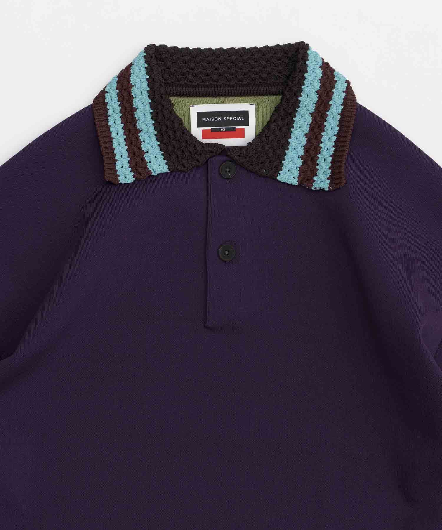 【SALE】Prime-Over Double-Face Crochet Collar Knit Polo Shirt