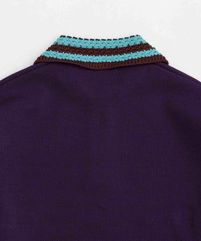 Prime-Over Double-Face Crochet Collar Knit Polo Shirt