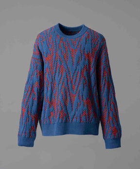 【24AW PRE-ORDER】Prime-Over Thunder Mesh Jacquard Crew Neck Knit Pullover