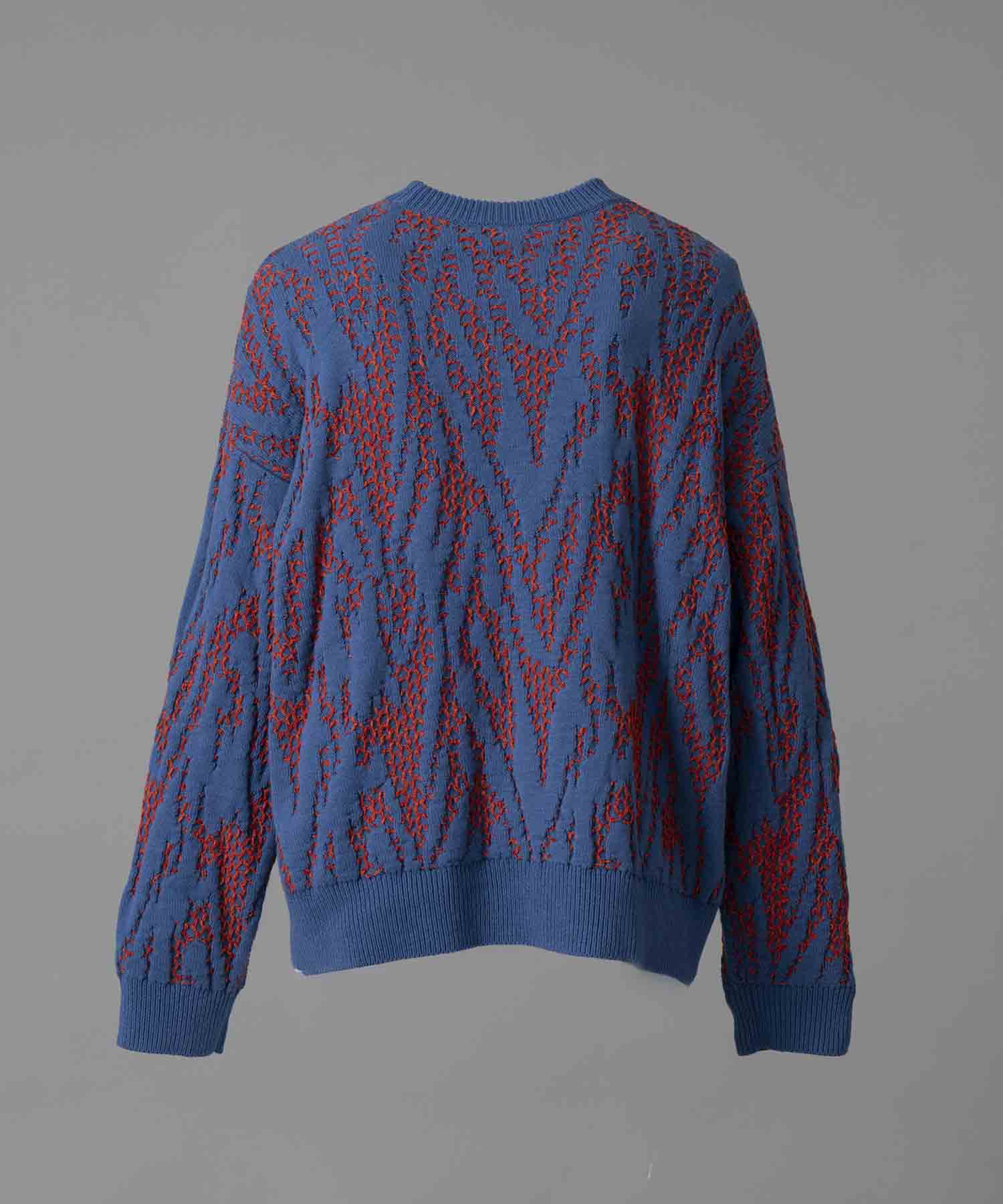 【24AW PRE-ORDER】Prime-Over Thunder Mesh Jacquard Crew Neck Knit Pullover