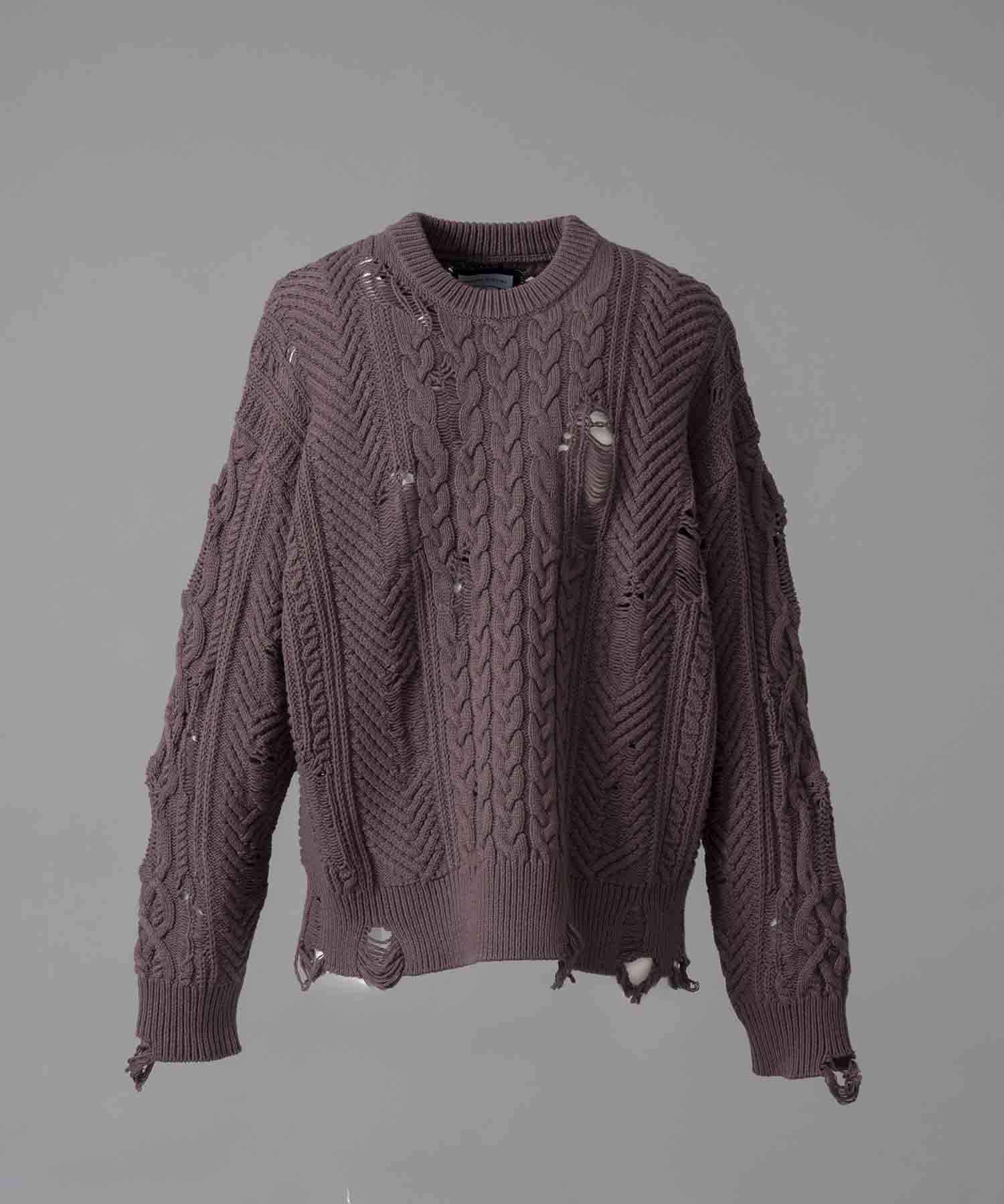 [24AW Pre-Order] Barbed Wire Embroidery Prime-Over Crew Neck Knit Pullover (Copy)