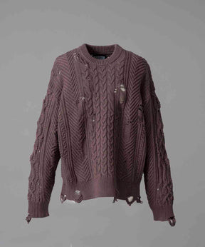 [24AW Pre-Order] Barbed Wire Embroidery Prime-Over Crew Neck Knit Pullover (Copy)